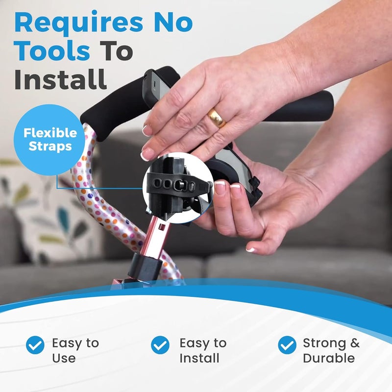 Mobility Combo Pack - Cup Holder, Phone Holder and Hooks for Walkers, Wheelchairs and Strollers - Image 3