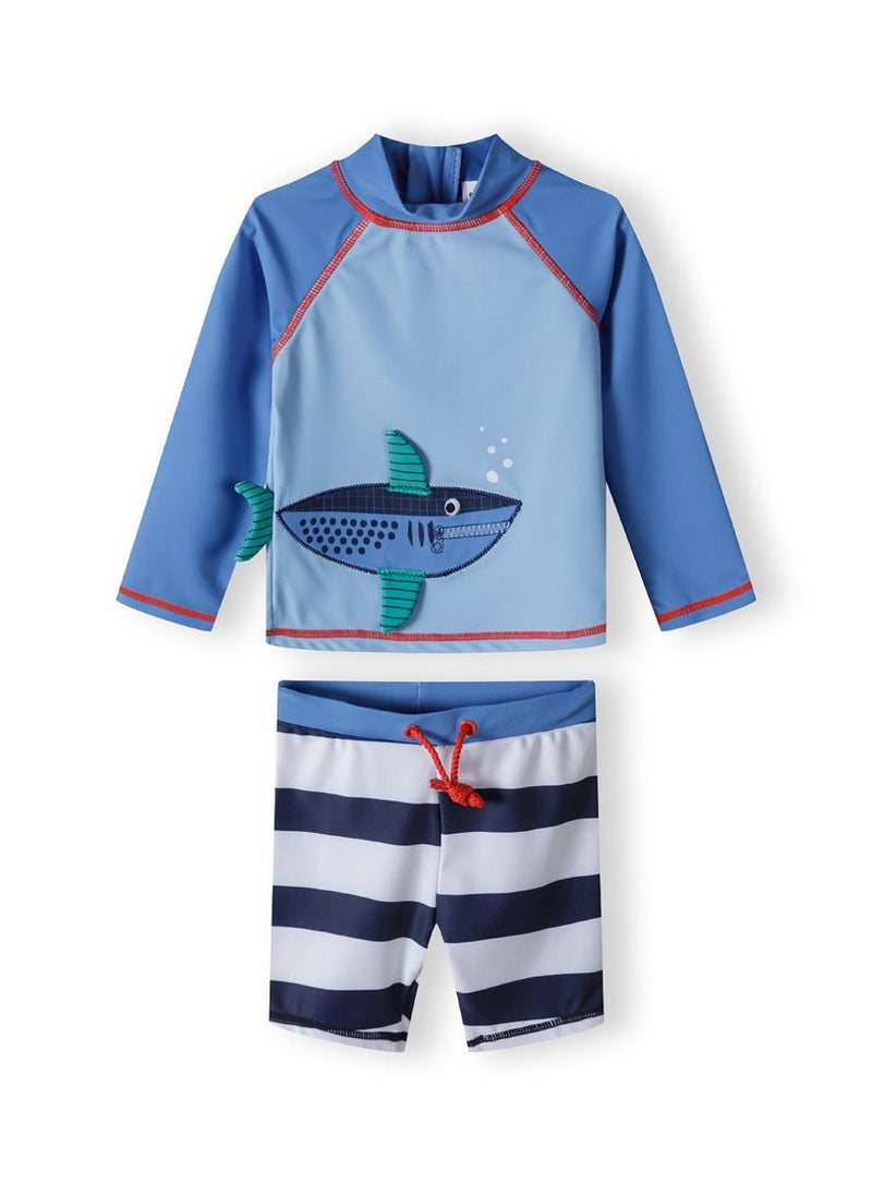 MINOTI 2-Piece Kids' Swim Set with Long Sleeve Top and Swim Shorts - Image 1
