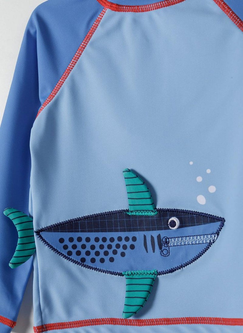 MINOTI 2-Piece Kids' Swim Set with Long Sleeve Top and Swim Shorts - Image 5