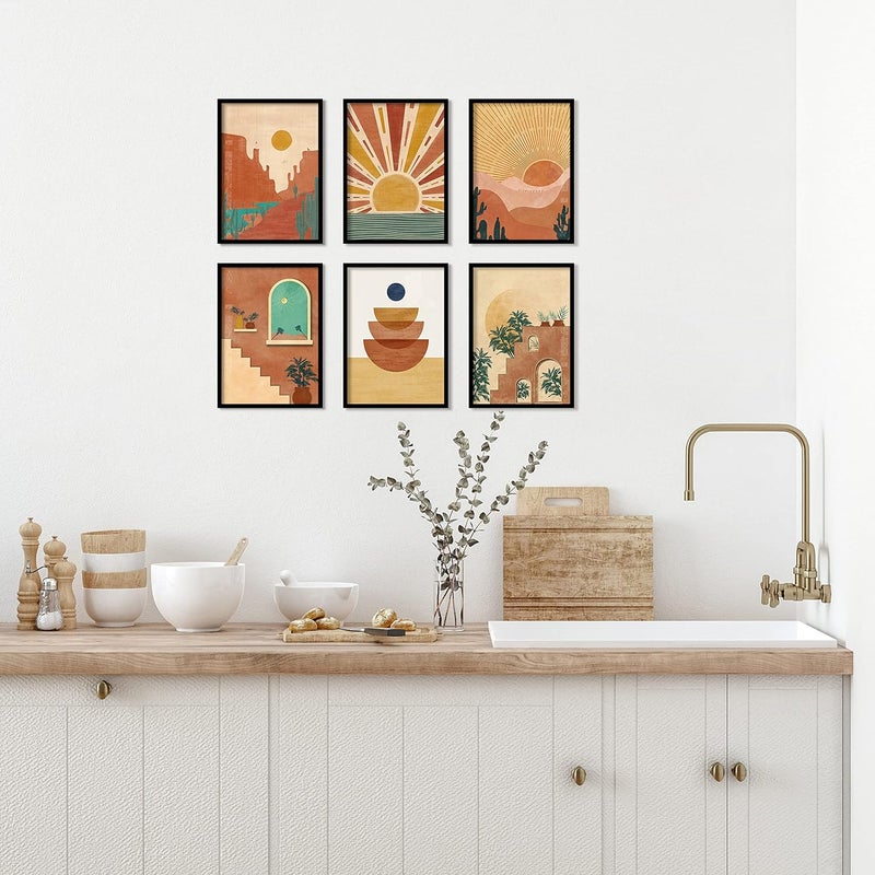 QUOTE - UNQUOTE ART QUOTE UNQUOTE ART Abstract Art Framed Poster Desert Modern Art Boho painting for wall Mid Century Art 13x17 inches Black Frame - Image 5