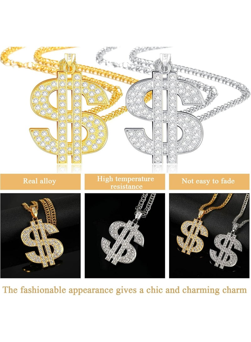 تاتو سلسلة مطلية بعلامة الدولار للرجال للهالوين مكونة من قطعتين للرجال, مادة خليط معدني من الزنك الصلب, سترونتيوم-تيتانات - Image 3