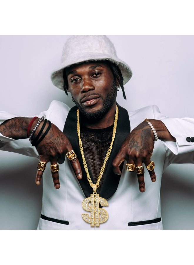 تاتو سلسلة مطلية بعلامة الدولار للرجال للهالوين مكونة من قطعتين للرجال, مادة خليط معدني من الزنك الصلب, سترونتيوم-تيتانات - Image 5