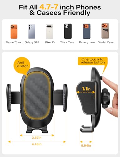 TAZENI 2-in-1 Cup Holder Cell Phone Holder for Your Car Bottle Friendly Cup Cell Phone Holder Mount for Car Height Adjustable Sturdy Fit 4.7-7 inches Phones - Image 5