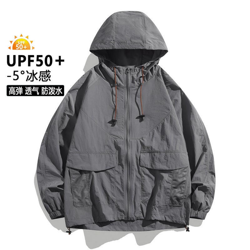 Cross-Border Air-Conditioned Clothing Long-Sleeved Workwear Labor Protection Duty Clothing Cooling Hooded Sun Protection Skin Clothing for Men and Women Factory Direct Sales New Dark gray 
