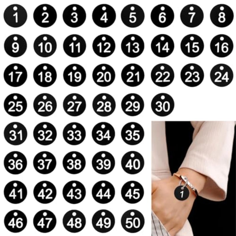 1-50 Number Tags, Plastic ID Number Hang Tags with Hole, Engraved Round Numbe Marking Identification Tags, Key Box Cabinet Organized Coding Tag - Image 2