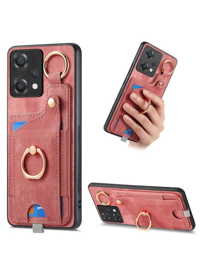 Green Tiger - For OnePlus Nord CE2 Lite 5G Retro Skin-feel Ring Card Bag Phone Case with Hang Loop(Pink) - Image 1