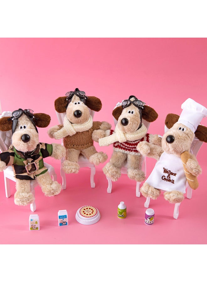 Cute Dog Doll Clothes Plush Toy Keychain Car Interior Decoration Backpack Pendant Master Dog Gift-Color:15cm Denim Skirt Blue Wool Hat Puppy Keychain-Height:15cm  - Image 4