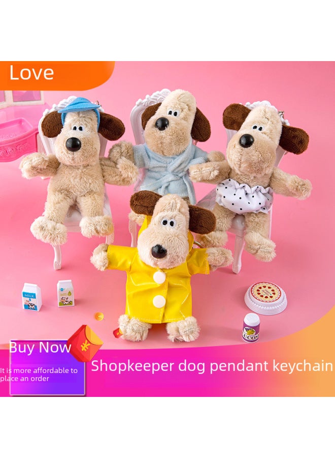 Cute Dog Doll Clothes Plush Toy Keychain Car Interior Decoration Backpack Pendant Master Dog Gift-Color:15cm Denim Skirt Blue Wool Hat Puppy Keychain-Height:15cm  - Image 2