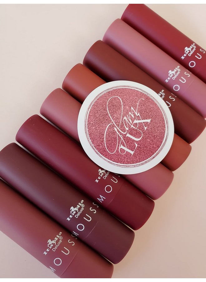 Glam Lux Italia Deluxe Matte Nude Lipstick Bundle Of 8 Matte Lipsticks And Pink Bag Great Gifts For Girls, Teen, Women  - Image 1