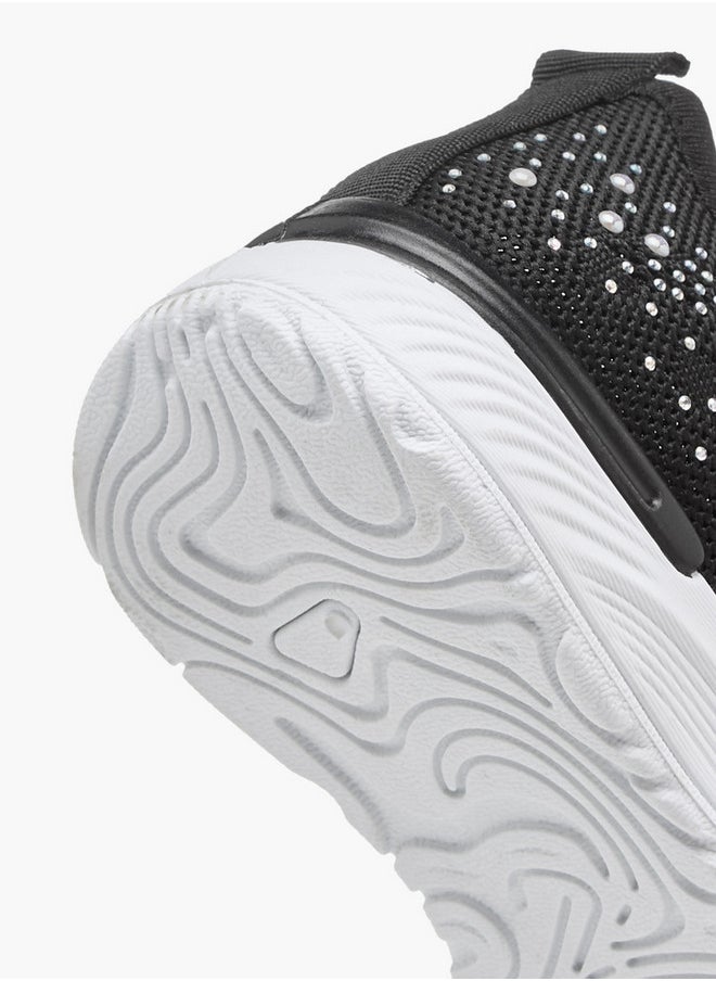 Flora Bella By Shoexpress Girls Embellished Slip-On Sneakers with Lace Detail  - Image 5