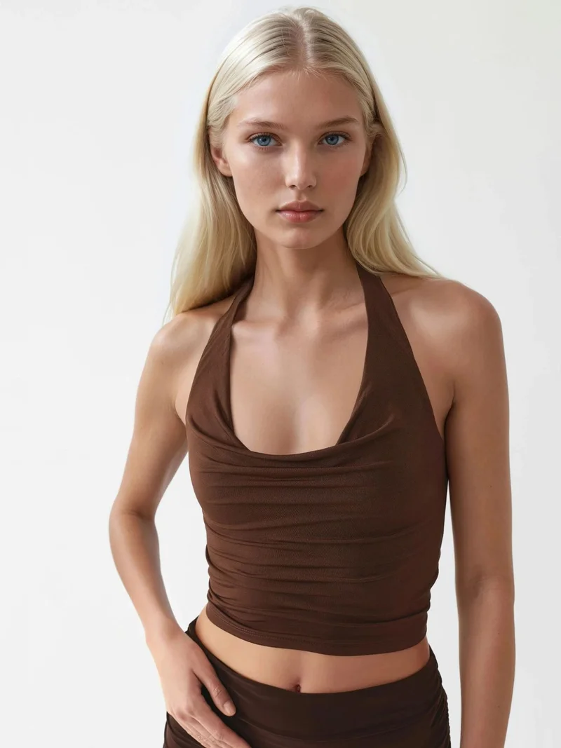 Busem BUSEM Halter Neck Slim Fit Crop Blouse