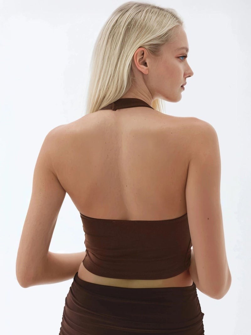 BUSEM Halter Neck Slim Fit Crop Blouse - Image 3