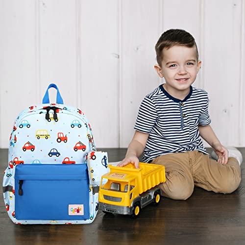 mygreen Toddler Backpack Car Colorful School Bus Kids Backpack for Boys and Girls Cute Bus Preschool Bag Kindergarten Schoolbag With Chest Strap Light Blue - Image 3