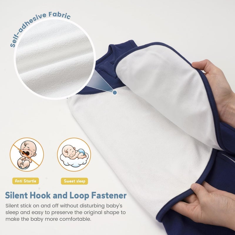 ZIGJOY Sleep Sack Swaddle 1.0 Tog Baby Wearable Blanket 100% Cotton Baby Swaddle Blanket for Newborns 6-12 Months Space&Blue - Image 3