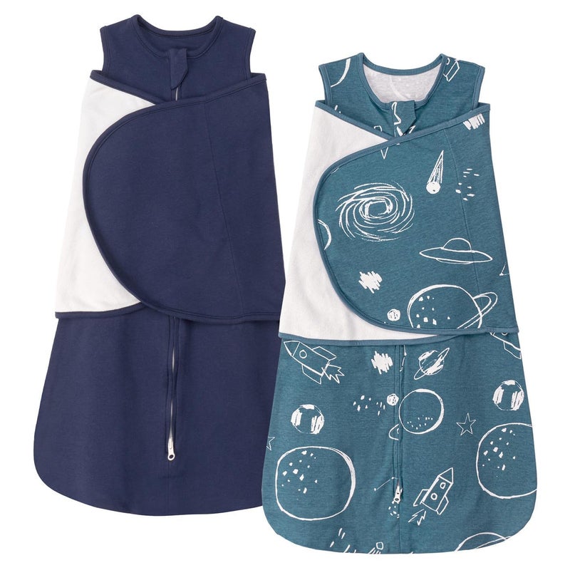 ZIGJOY Sleep Sack Swaddle 1.0 Tog Baby Wearable Blanket 100% Cotton Baby Swaddle Blanket for Newborns 6-12 Months Space&Blue - Image 1