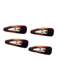 Arcelona French Small Tortoise Shell Brown 2" Celluloid Acetate Set Of 4 Snap Hair Pin Clips For Women And Girls