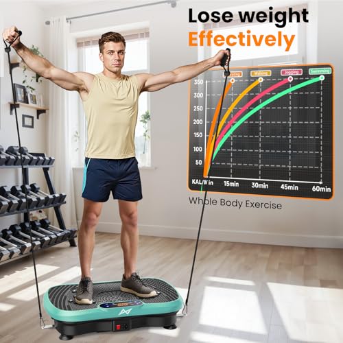 AXV Vibration Plate Fitness Platform Exercise Machine Vibrating Shaking Full Body Shaker Workout Vibrate Stand Shake Board Sport for Weight Loss Fat Burner for Gym Home Office - Image 4