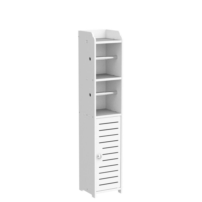 TUOXINEM Small Bathroom Storage with Dual Rods, Over The Toilet, Slim Toilet Paper Storage with 4 Tier Design, Fit Mega Roll (White) - Image 4