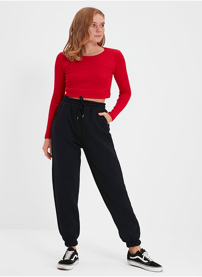 trendyol Navy Blue Thick Basic Knitted Sweatpants with Fleece Inside TWOAW22EA0468  - Image 2