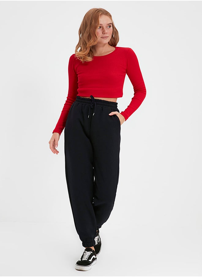 trendyol Navy Blue Thick Basic Knitted Sweatpants with Fleece Inside TWOAW22EA0468  - Image 3