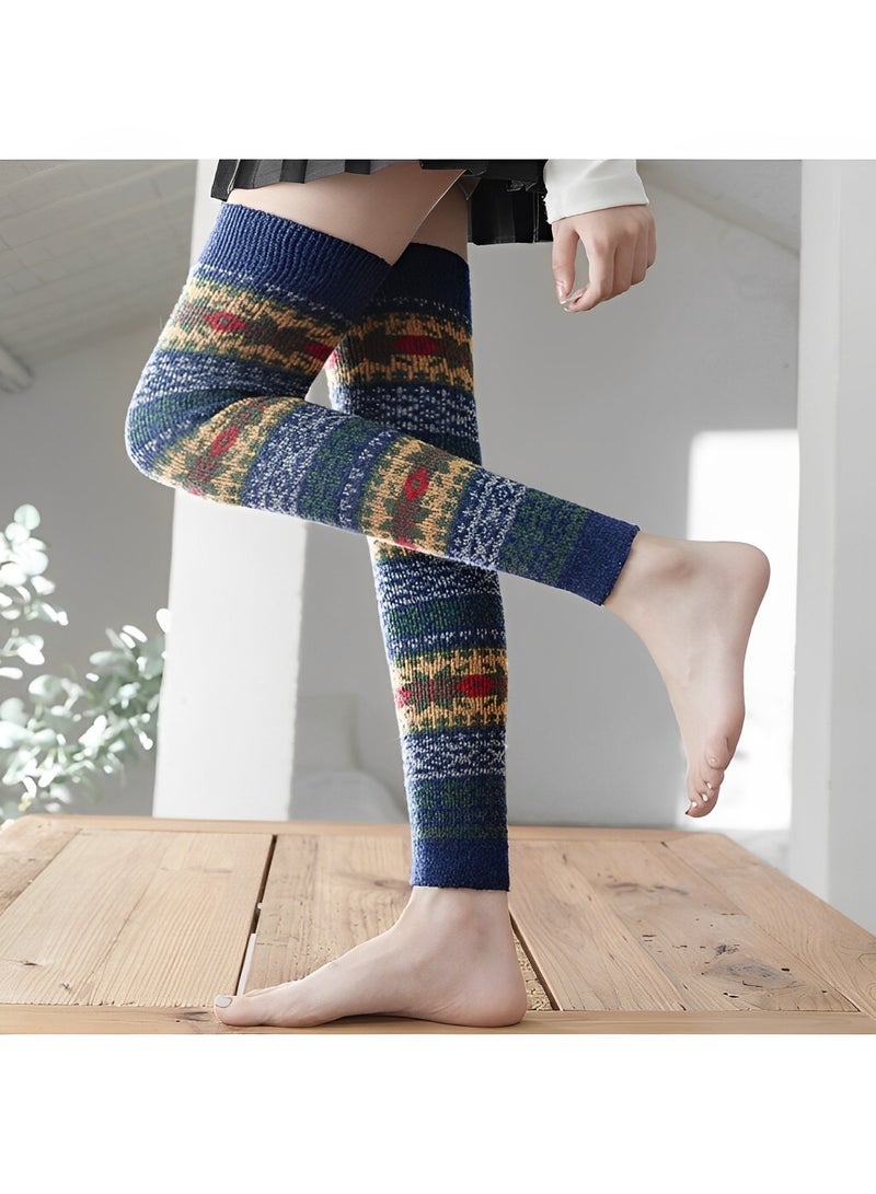 REOCLE Women's Leg Warmers Thick Warm Wool Stockings Leg Warmers Chunky Knit Leg Warmers Stockings Legging Stocking Warm Socks  - Image 2