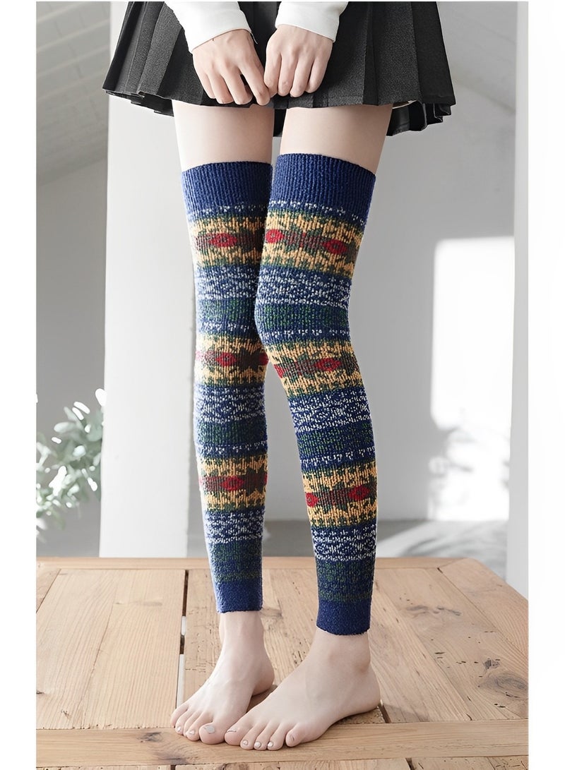 REOCLE Women's Leg Warmers Thick Warm Wool Stockings Leg Warmers Chunky Knit Leg Warmers Stockings Legging Stocking Warm Socks  - Image 3