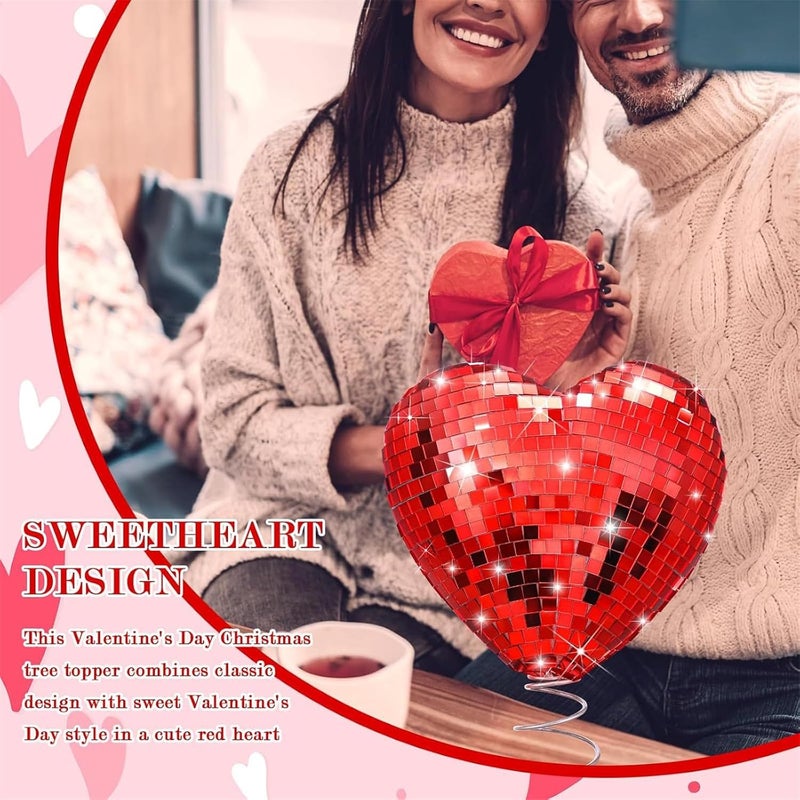 Wooden Base Heart Christmas Tree Toppers with Wobbly Spring for Family Gatherings PVC Christmas Tree Ornament - Image 3