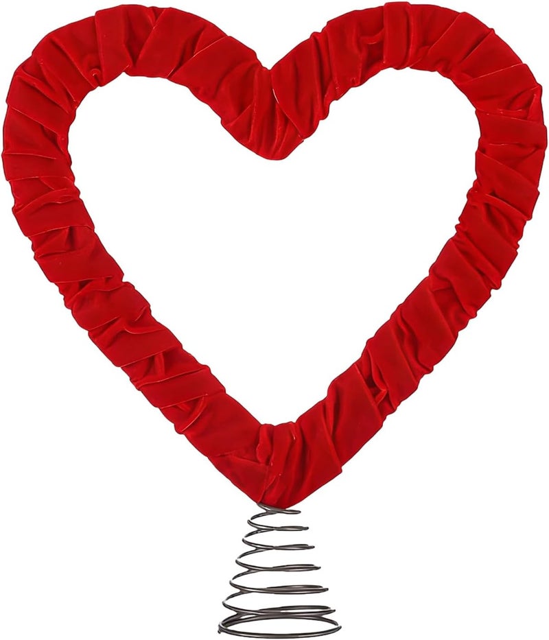 Wooden Base Heart Christmas Tree Toppers with Wobbly Spring for Family Gatherings PVC Christmas Tree Ornament - Image 1