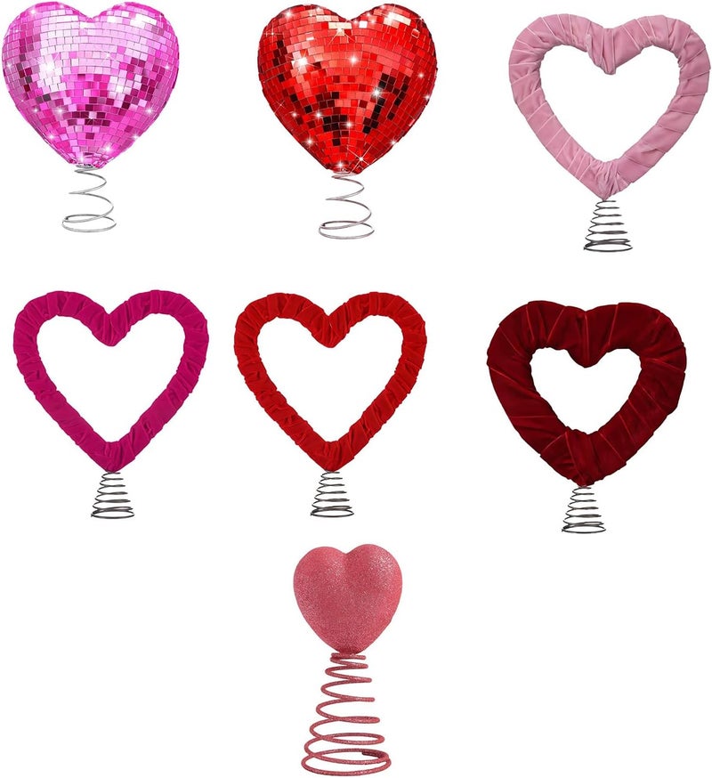 Wooden Base Heart Christmas Tree Toppers with Wobbly Spring for Family Gatherings PVC Christmas Tree Ornament - Image 5