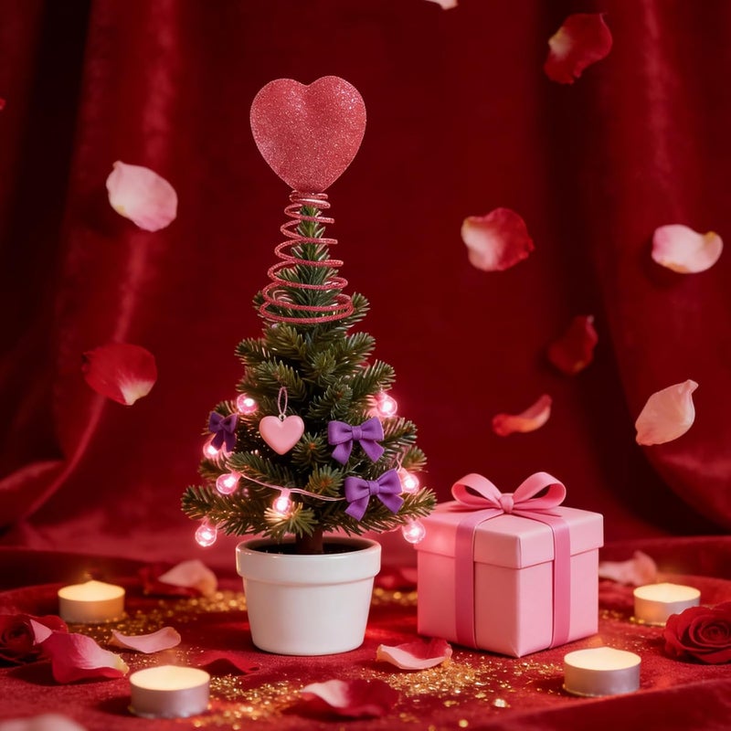 Wooden Base Heart Christmas Tree Toppers with Wobbly Spring for Family Gatherings PVC Christmas Tree Ornament - Image 4