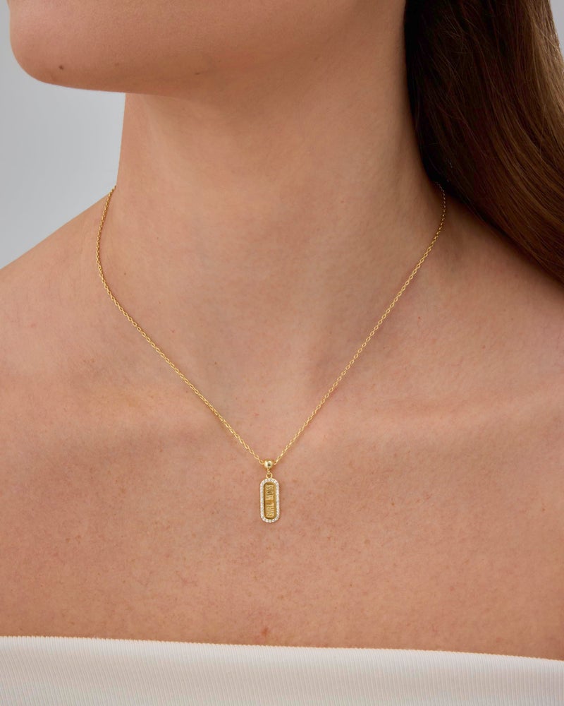 PAVOI 14K Yellow Gold Plated Dainty Dog Tag Charm Pendant Mom Necklace for Women - Gold Adjustable Sliding Chain Mama Necklace Jewelry for Mothers Day - Mother Daughter Gift Removable Charm Pendant - Image 2