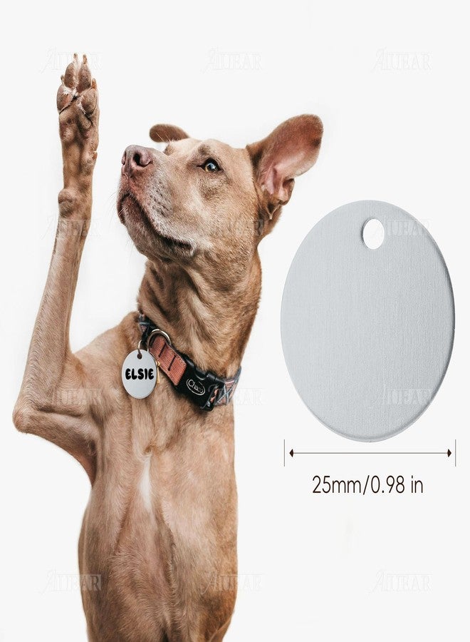 AUEAR, 20 Pack 25mm Round Shape Pet ID Tag Blank for Dog Cat Number Name Phone Charm Jewelry Making (Silver) - Image 2