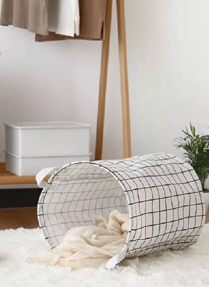 Nelson Laundry Basket Double Layer Fabric Foldable Basket - White Panel