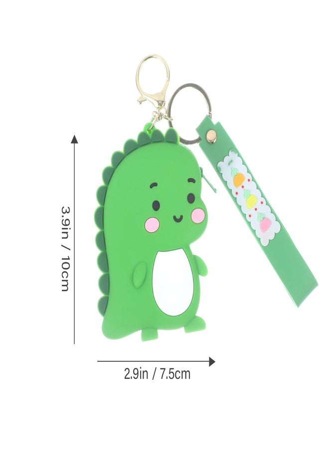 PACKOVE Silicone Dinosaur Keychain Coin Purse Small Wallet Cartoon Key Ring with Zipper and Detachable Strap for Keys Coins and Small Items - Image 2