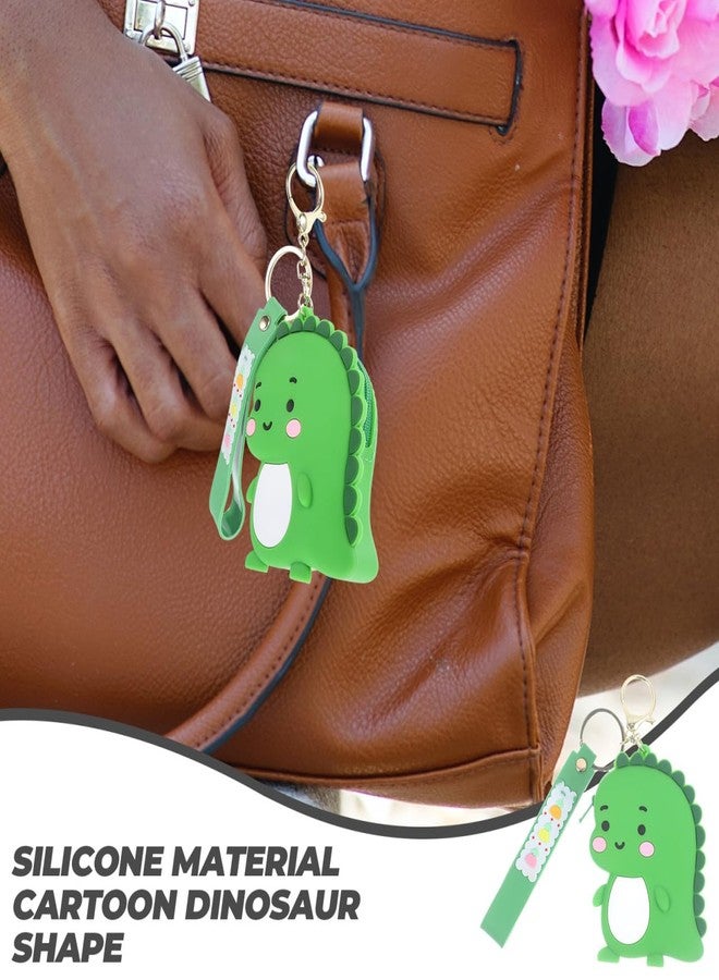 PACKOVE Silicone Dinosaur Keychain Coin Purse Small Wallet Cartoon Key Ring with Zipper and Detachable Strap for Keys Coins and Small Items - Image 4