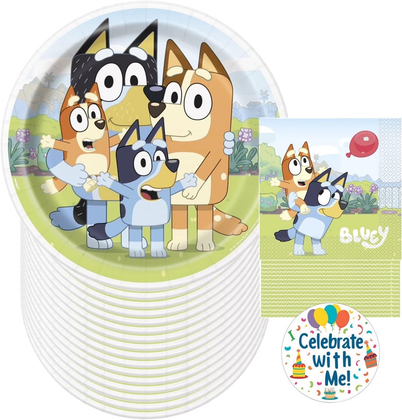 Unique لوازم حفلة عيد ميلاد بلوى 16 مناديل 16 طبق مع ملصق احتفل معي زينة حفلة بلوى للأطفال - Image 1