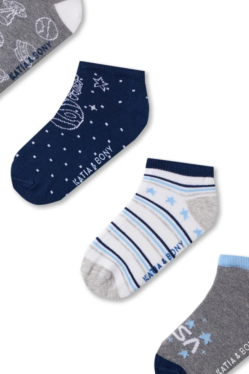 Katia&Bony Boy's Planet Printed 4-Pack Ankle Socks
