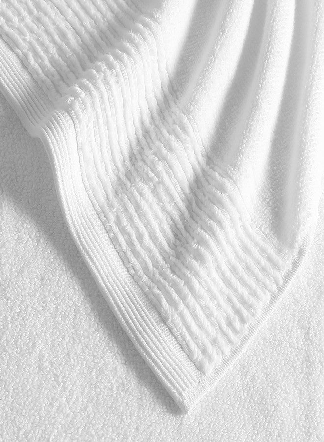 Vera Wang - Bath Towels, Super Soft 100% Cotton Towel Set, Highly Absorbent with a Medium-Weight Plush Feel, Low Linting & Fade Resistant Bathroom Towels (Sculpted Pleat White, 6 Piece) - Image 5