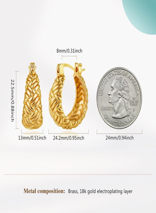 Cicy Bell Earrings for Women 18K Gold Plated Woven Drop Clip On Earrings Hypoallergenic Elegant Stylish Hanging Jewelry Gifts - Image 5