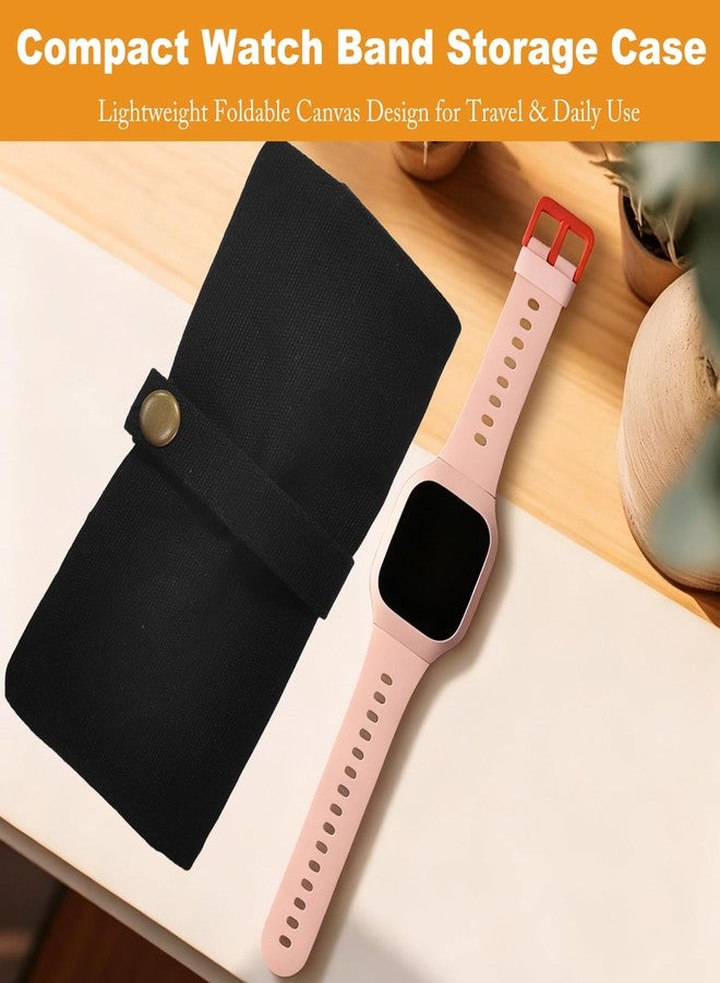 YAFIYGI Smart Strap Storage Case, Portable Pouch Holder, Canvas Travel Bag, Watch Band Accessories Multiple Accessories Capacity, Black Color - Image 3