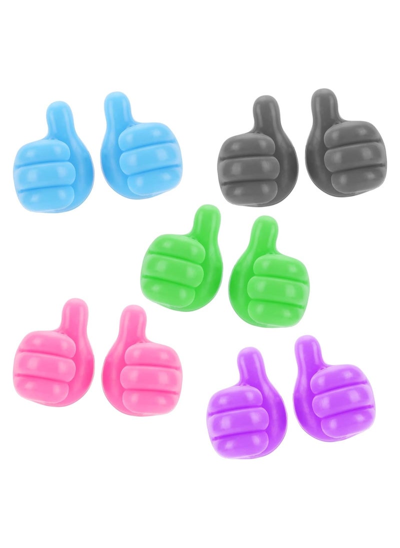 Creative Hanging Thumb Wall Hooks Shiny Multifunctional Without Nails Charging Cable Hanging Hooks for Car Student Dormitory Kitchen Bedroom Car 10pcs Multicolor  - Image 1