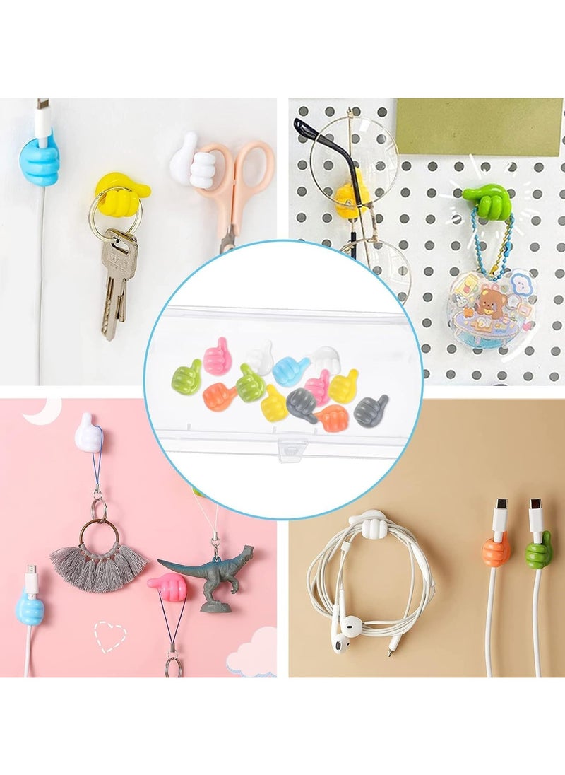 Creative Hanging Thumb Wall Hooks Shiny Multifunctional Without Nails Charging Cable Hanging Hooks for Car Student Dormitory Kitchen Bedroom Car 10pcs Multicolor  - Image 3
