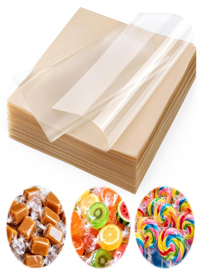 Juome Candy Wrappers for Homemade Candy, 500 Sheets Caramel Wrappers, 5"x5" Natural Clear Cellophane Candy Wrapping Paper for Lollipop Chocolate Candy Making Accessories Supplies - Image 1