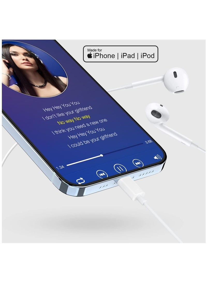 ELTRAZONE Wired Lightning Headphones Wired Earbuds for iPhone in-Ear Earphones with Microphone Volume Control Noise Isolation Earphones - Image 3