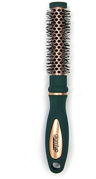 Glam Up فرشاة تجميل باريس الدائرية فرشاة صغيرة مع سيراميك حراري تدوم طويلاً مثالية للشعر القصير والمتوسط الطول باللون الأخضر والوردي الذهبي - Image 1