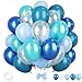 Sowide Ocean Themed Party Balloons 12 Inches Turquoise Teal Blue Clear Metallic Balloons for Ocean Shark Sea Themed Pool Party Baby Shower Birthday Beach Decorations - Image 3