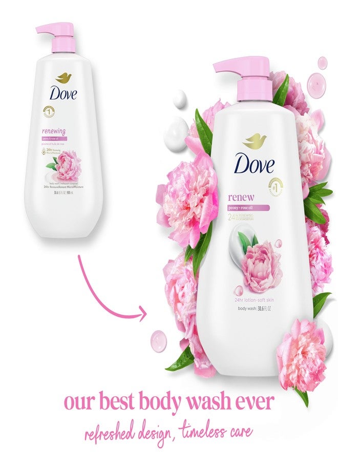 Dove غسول الجسم دوف مع مضخة تجديد الفاوانيا وزيت الورد لترطيب البشرة الناعمة لمدة 24 ساعة - منظف للبشرة مرطب بدون كبريتات وبدون بارابين 30.6 أونصة - Image 3