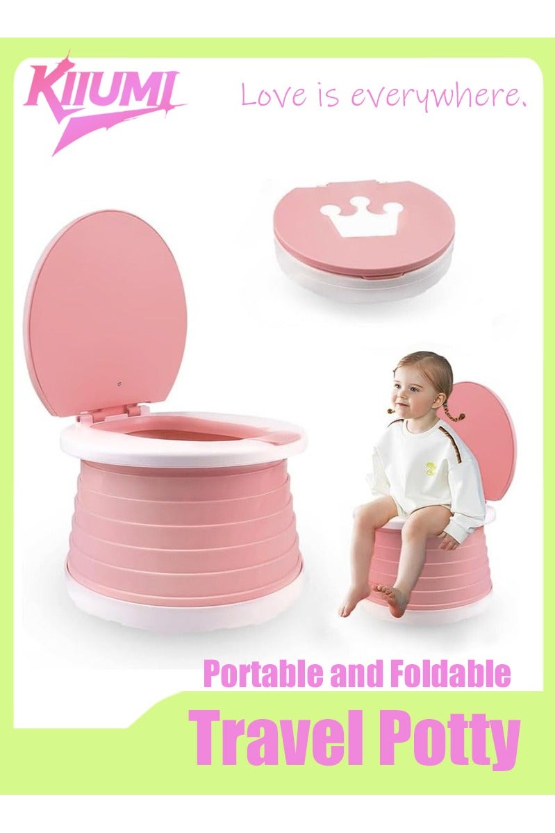KIIUMI Travel Potty for Toddler, Portable and Foldable Toilet, Apply to Seat Emergency Toilet for Car, Camping, Outdoor, Indoor - Image 1