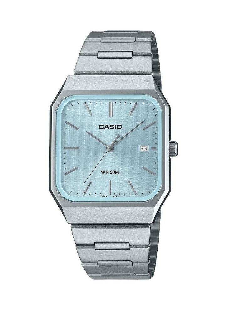 CASIO ساعة يد أنالوج للرجال MTP-B185D-2A2 بقرص أزرق جليدي وسوار من الفولاذ المقاوم للصدأ - Image 1