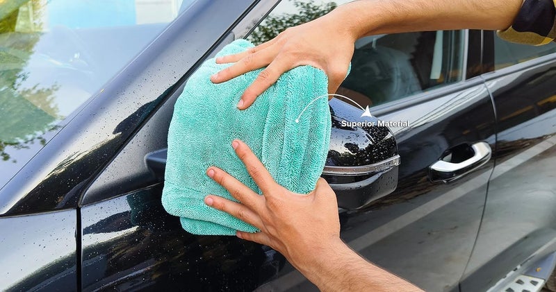 SOFTSPUN Microfiber Cloth for Car 1600 GSM 40x40 cms 1 Pcs Aqua Blue Twisted Loop Super Absorbent Towel Edgeless Design with Plush Pile and Lint Free Cloth for Drying and Detailing - Image 5